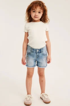Jeansshorts med broderi