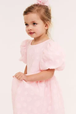 Klänning i organza med puffärm