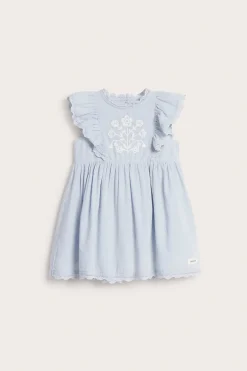 Klänning med blommigt broderi