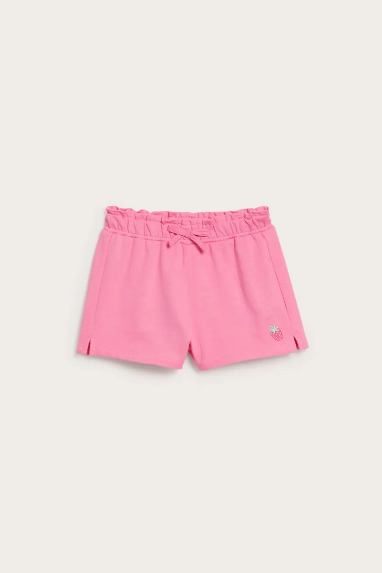 Korta shorts med rosett och jordgubbsbordyr