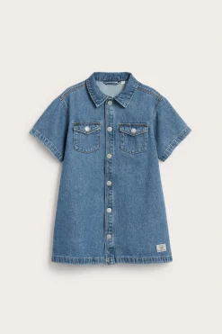 Kortärmad jeansklänning