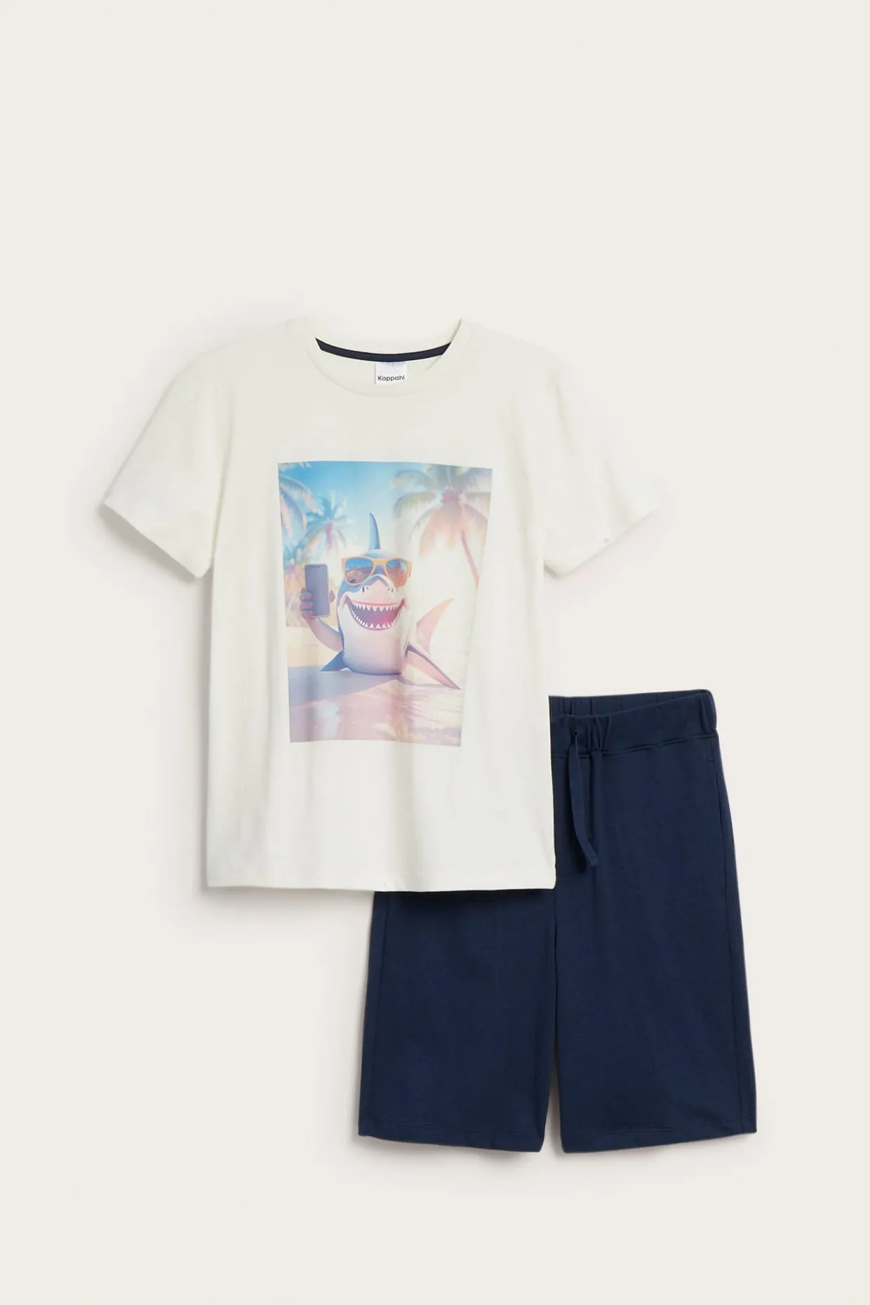 Kortärmad pyjamas med hajmotiv