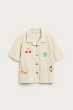 Kortärmad skjorta med broderi
