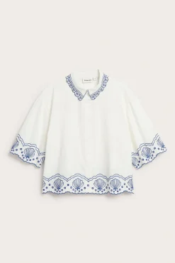 Kortärmad skjorta med broderie anglaise