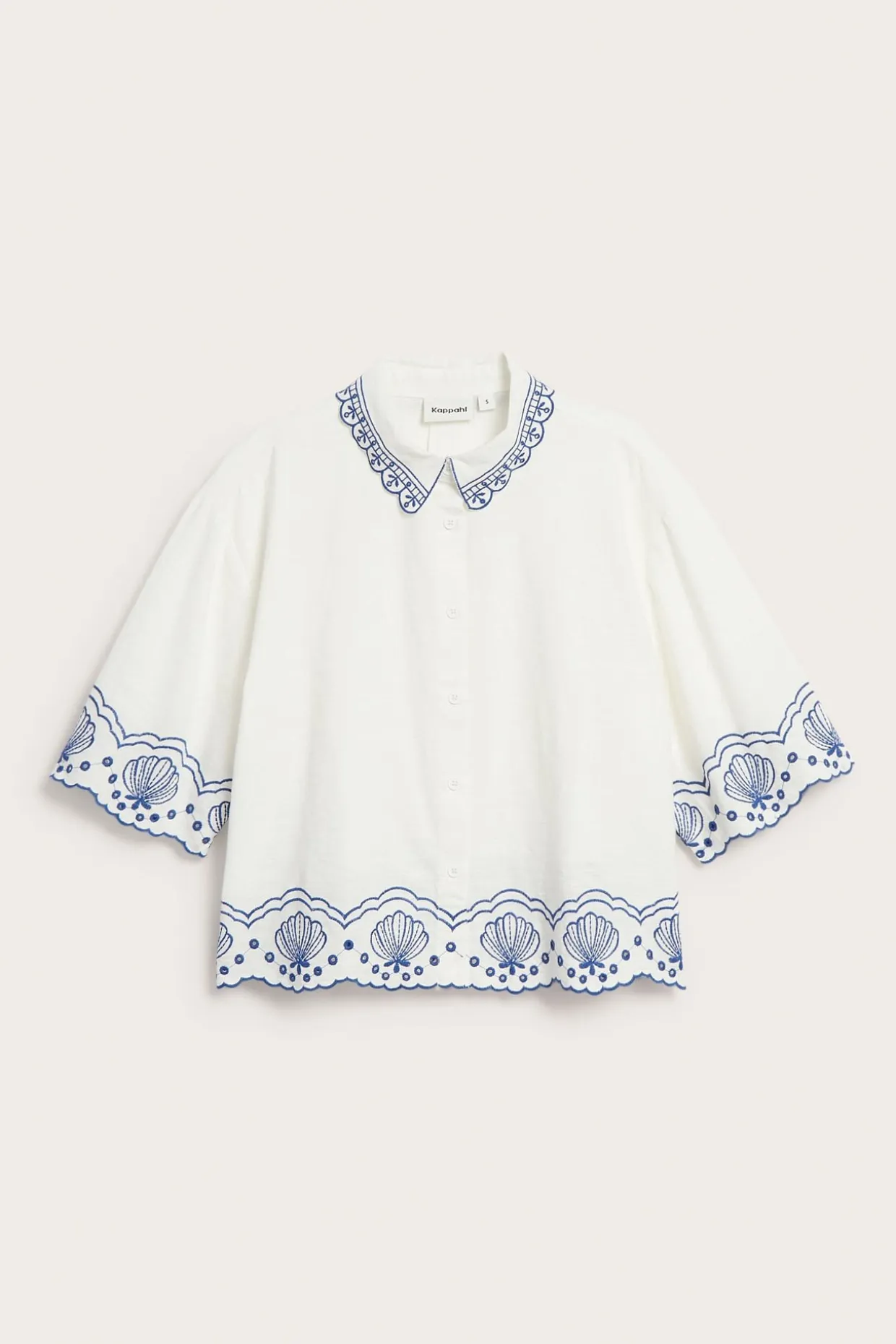 Kortärmad skjorta med broderie anglaise