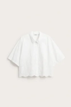Kortärmad skjorta med broderie anglaise