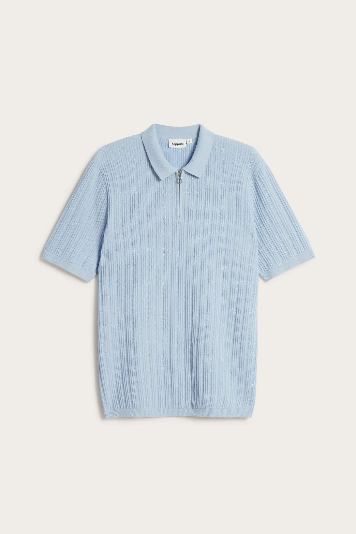 Kortärmad stickad tröja med half-zip