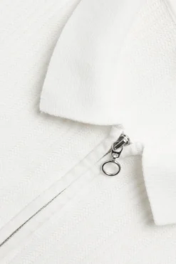 Kortärmad stickad tröja med half-zip