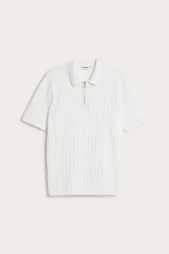 Kortärmad stickad tröja med half-zip