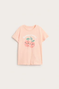 Kortärmad t-shirt med persikoprint