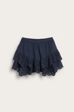Kort volangkjol med broderie anglais