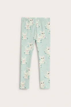 Leggings i bomullstrikå med kaniner