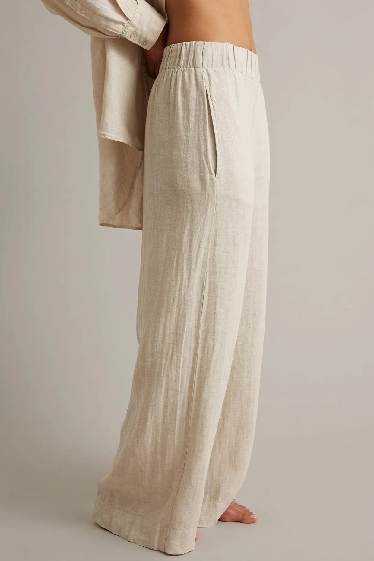 Linnebyxor wide fit