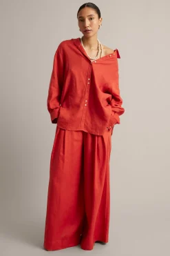 Linnebyxor wide fit