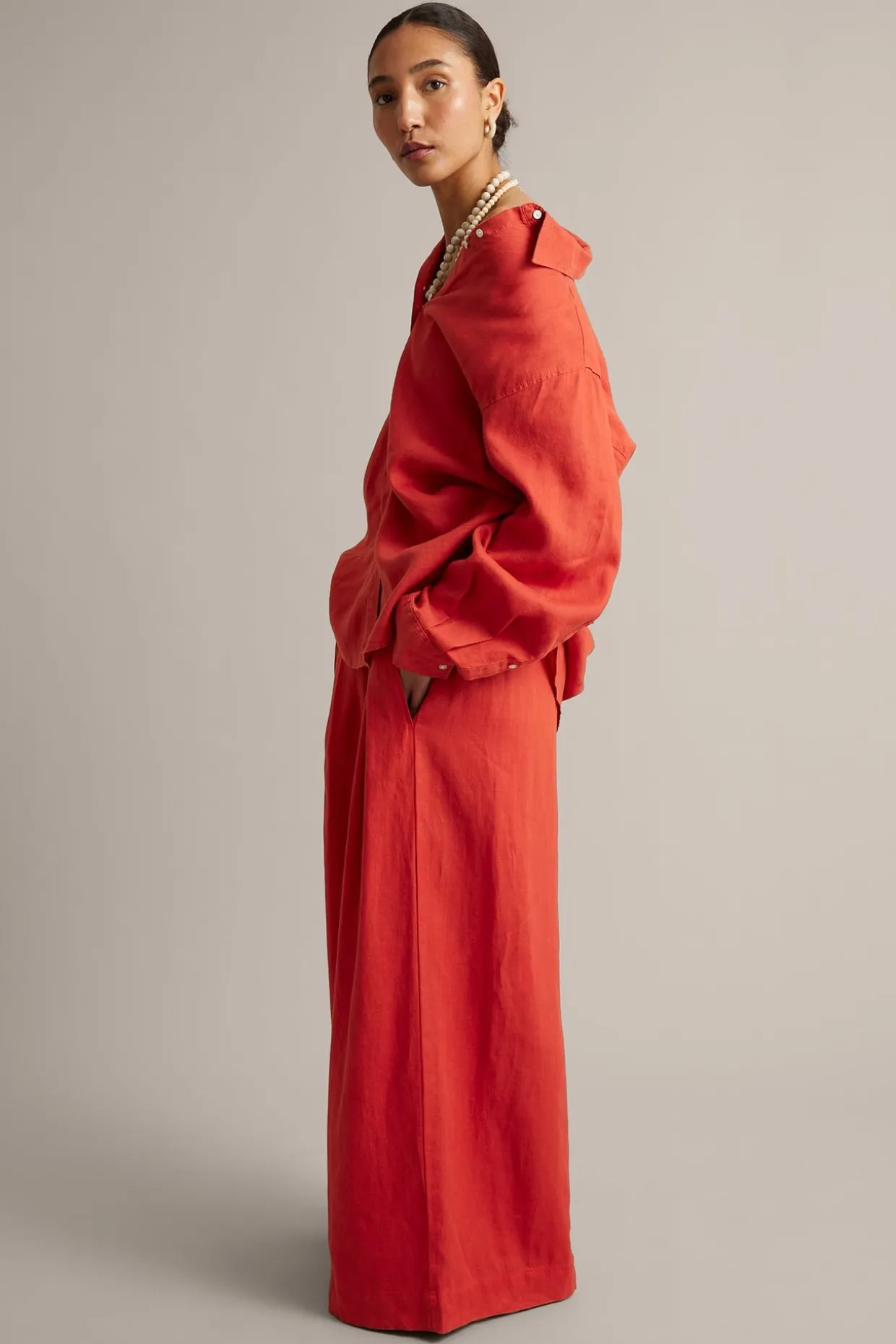 Linnebyxor wide fit
