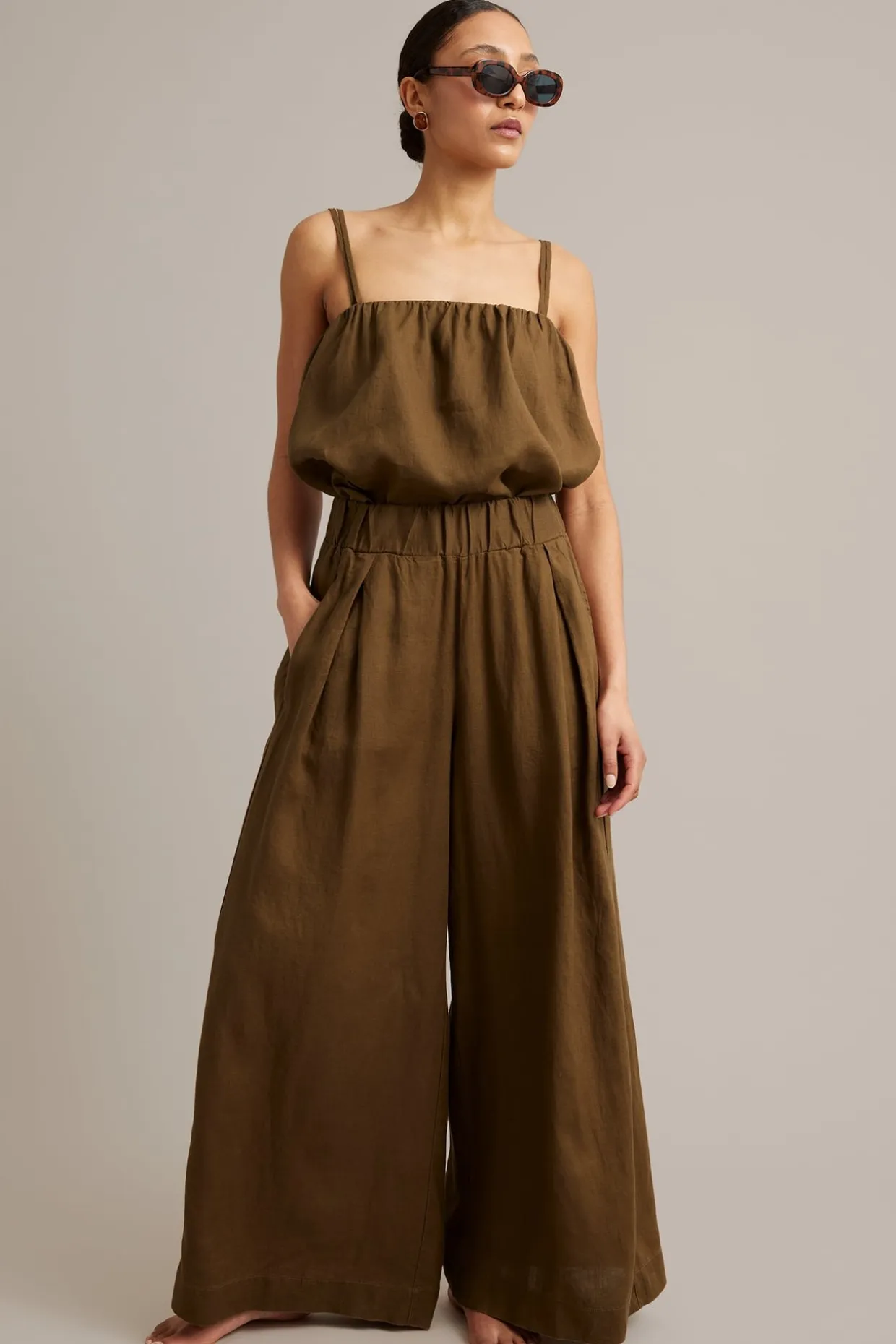 Linnebyxor wide fit