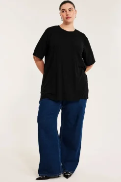 Lång ribbad t-shirt