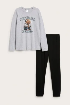 Långärmad pyjamas med gamingtryck
