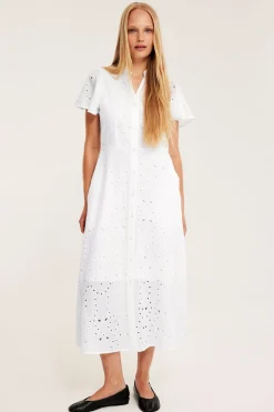 Midiklänning med broderie anglaise