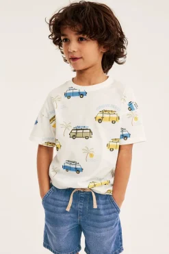 Mjuka jeansshorts i dra-på-modell