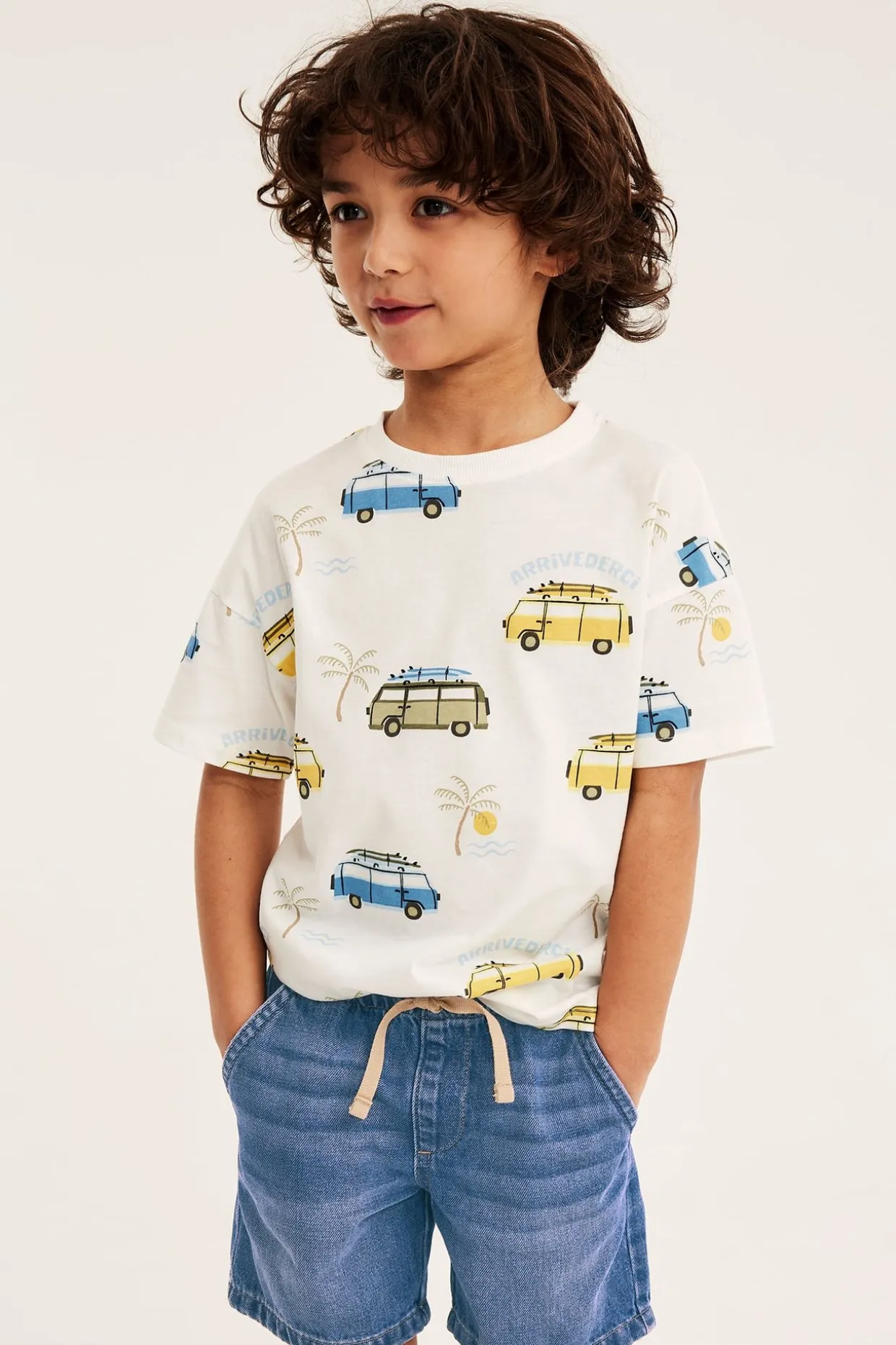 Mjuka jeansshorts i dra-på-modell