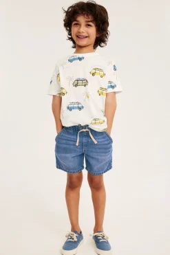 Mjuka jeansshorts i dra-på-modell