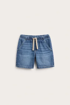 Mjuka jeansshorts i dra-på-modell