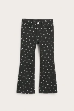 Mönstrade twilljeans i bootcut-modell