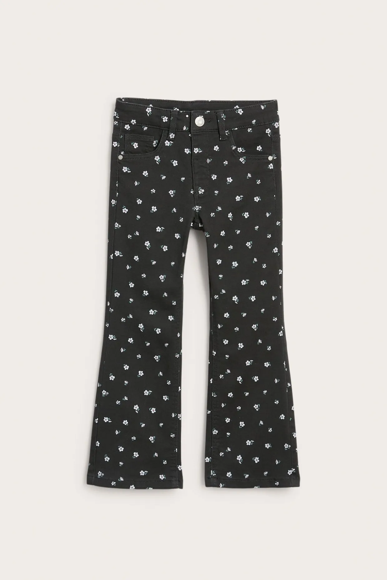 Mönstrade twilljeans i bootcut-modell