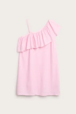 One shoulder klänning med volangkant