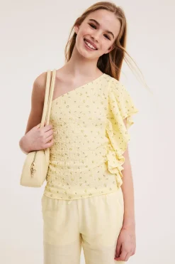 One shoulder-top med volang