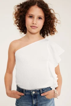 One shoulder-top med volang