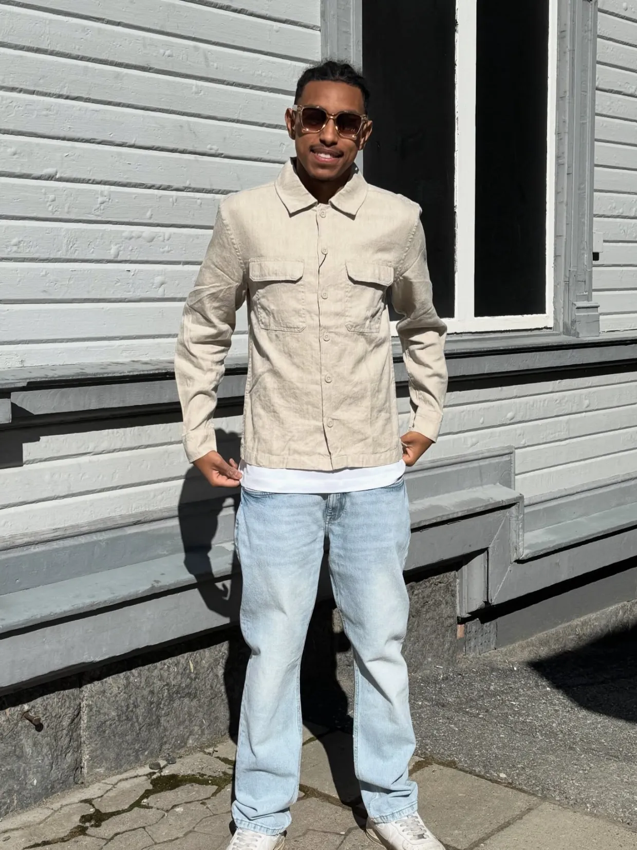Overshirt i linnemix