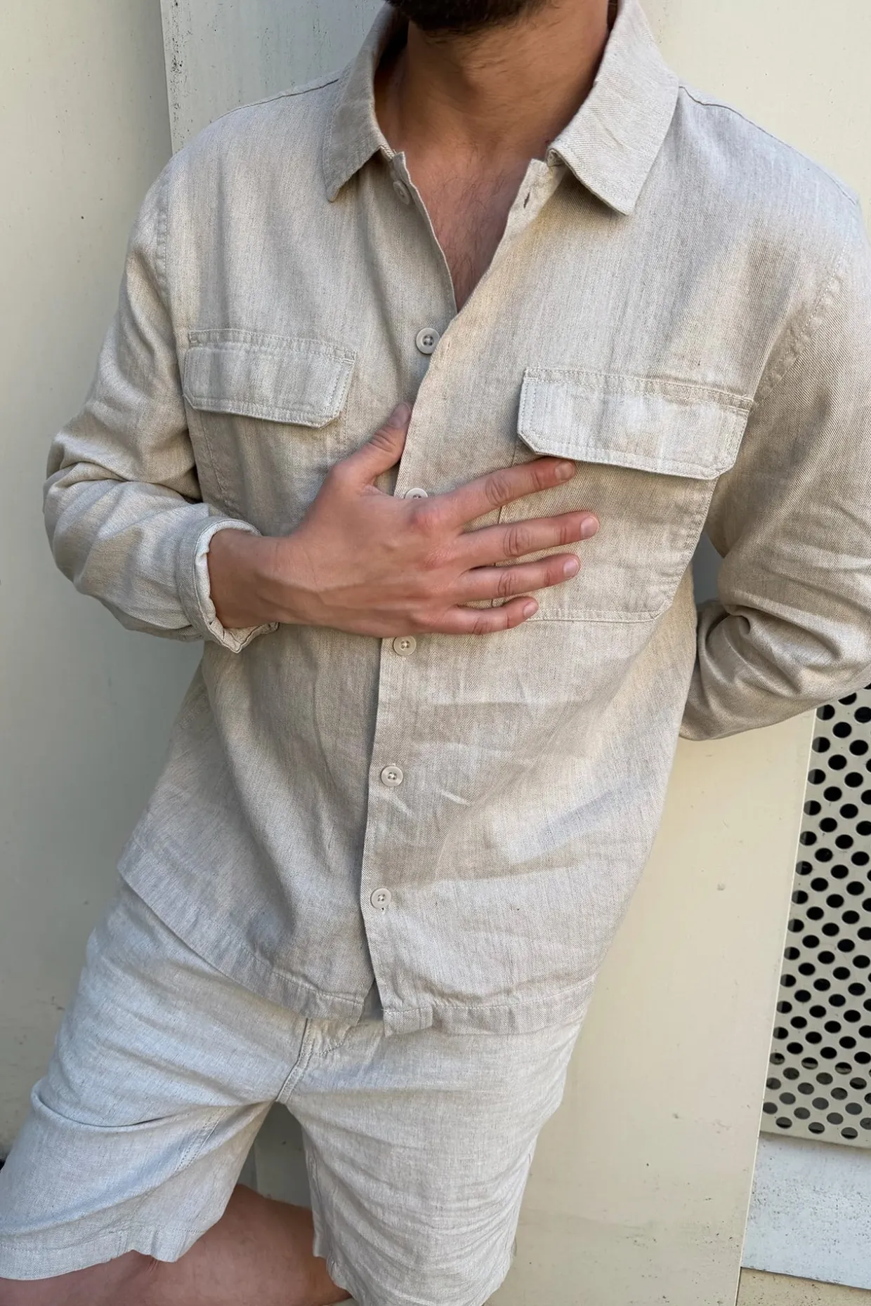 Overshirt i linnemix
