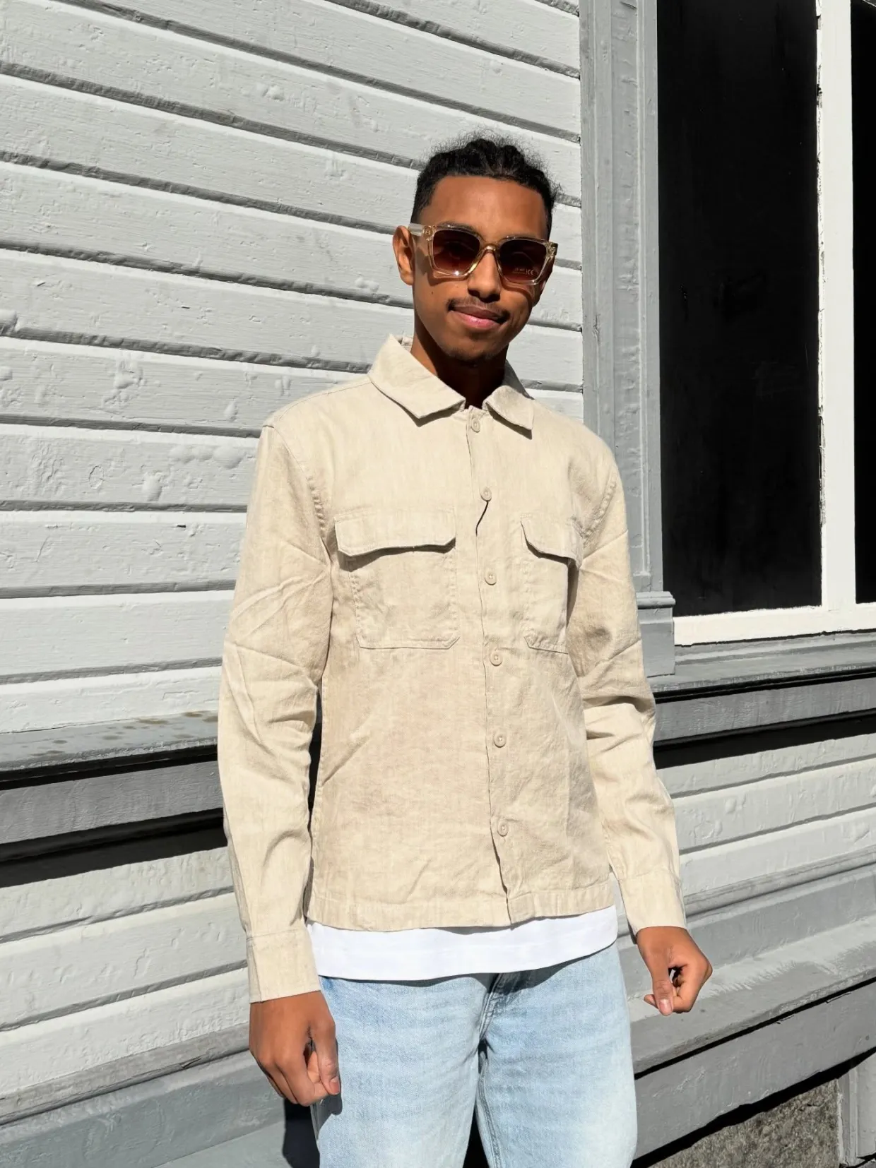 Overshirt i linnemix