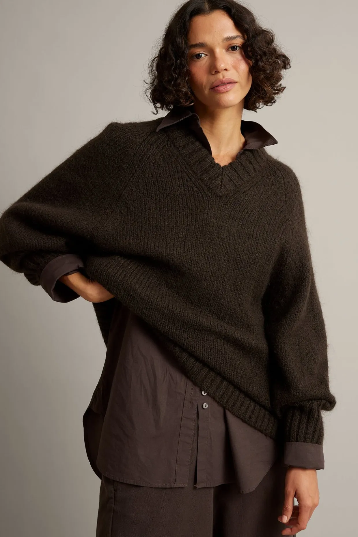 Oversized stickad tröja i ullmix