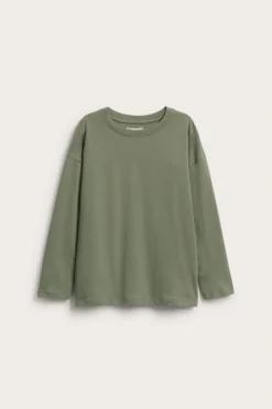Oversize långärmad t-shirt i bomullstrikå