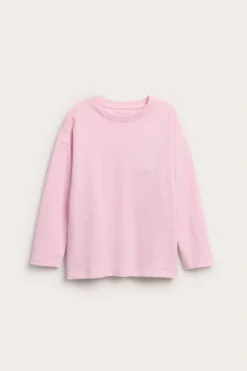 Oversize långärmad t-shirt i bomullstrikå