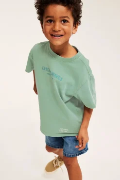Oversize t-shirt i kraftig bomullstrikå