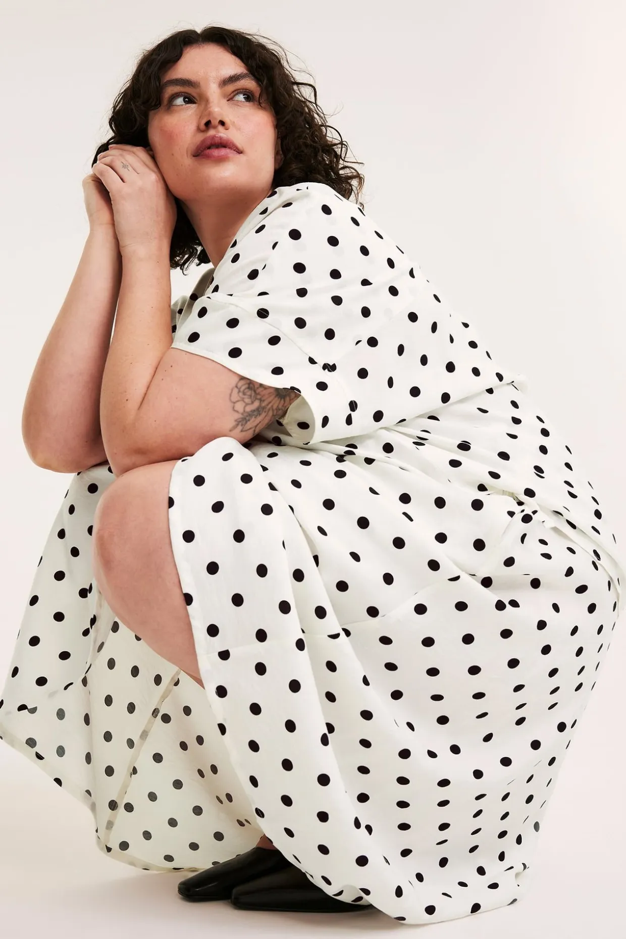Popover blus med kort ärm