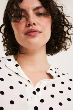 Popover blus med kort ärm