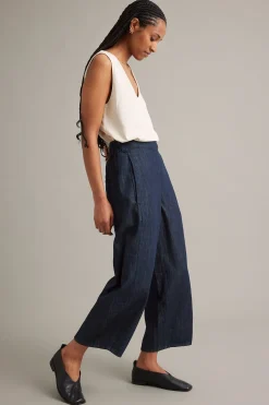 Pull-on jeans barrel fit cropped