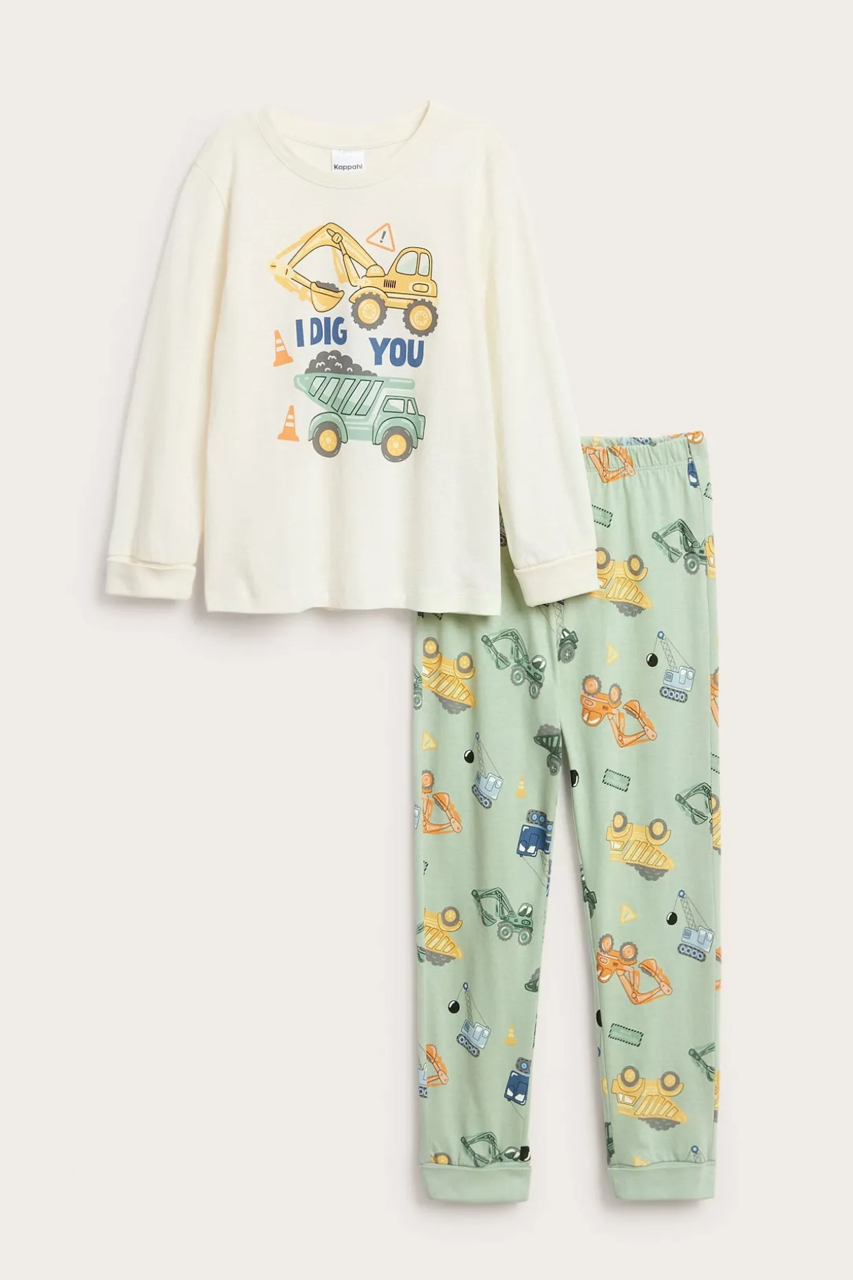 Pyjamas med byggfordon