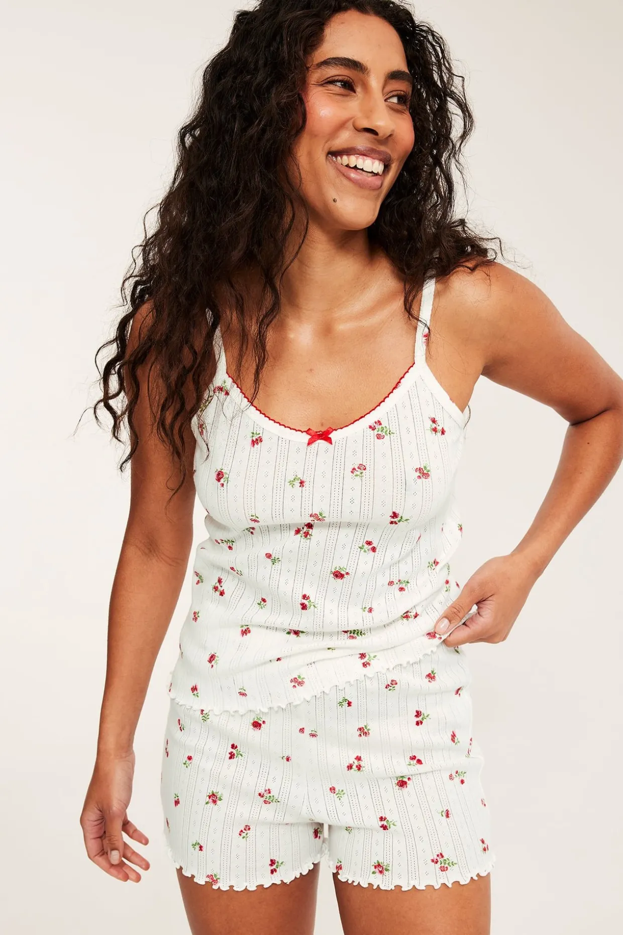 Pyjamas set med pointelle mönster