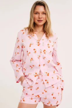 Pyjamasshorts i vävd bomull