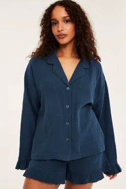 Pyjamasskjorta i muslin