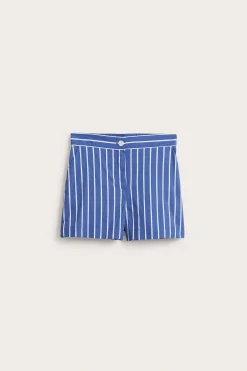 Randiga shorts i bomullspoplin