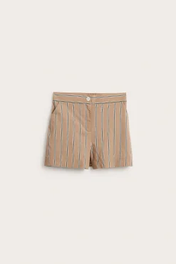 Randiga shorts i bomullspoplin