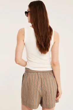 Randiga shorts i bomullspoplin