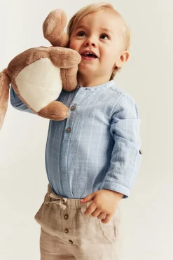 Randig långärmad skjortbody
